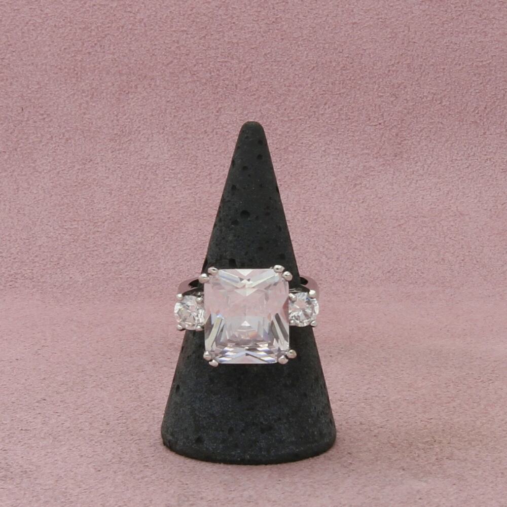 sterling silver clear cz cocktail ring size 7.75